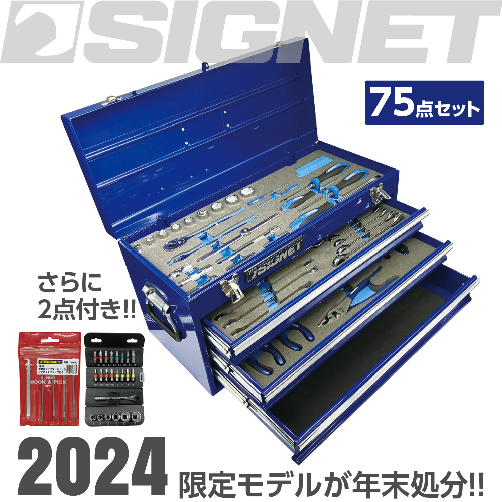 9.5SQ 75PC メカニックツールセット ブルー　800S-7524BL